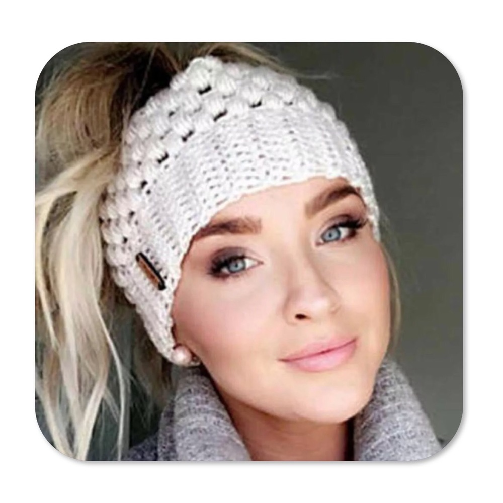 Ponytail Stretch Knit Beanie - Picture 1 of 3